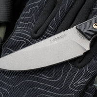 RMJ Unmei Fixed Blade Knife- Tungsten Finished-  Black G-10 Handle