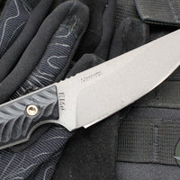 RMJ Unmei Fixed Blade Knife- Tungsten Finished-  Black G-10 Handle