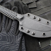 RMJ Unmei Fixed Blade Knife- Tungsten Finished-  Black G-10 Handle