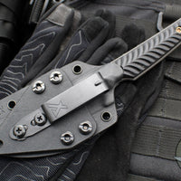 RMJ Unmei Fixed Blade Knife- Tungsten Finished-  Black G-10 Handle