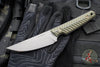 RMJ Unmei Fixed Blade Knife- Tungsten Finished- Dirty Olive Green G-10 Handle