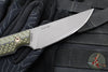 RMJ Unmei Fixed Blade Knife- Tungsten Finished- Dirty Olive Green G-10 Handle