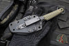 RMJ Unmei Fixed Blade Knife- Tungsten Finished- Dirty Olive Green G-10 Handle