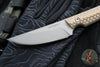 RMJ Unmei Fixed Blade Knife- Tungsten Finished- Hyena Brown G-10 Handle