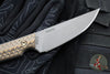 RMJ Unmei Fixed Blade Knife- Tungsten Finished- Hyena Brown G-10 Handle