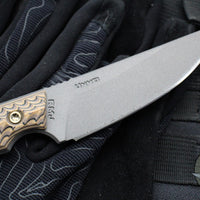 RMJ Unmei Fixed Blade Knife- Tungsten Finished- Hyena Brown G-10 Handle
