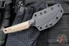 RMJ Unmei Fixed Blade Knife- Tungsten Finished- Hyena Brown G-10 Handle