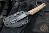 RMJ Unmei Fixed Blade Knife- Tungsten Finished- Hyena Brown G-10 Handle