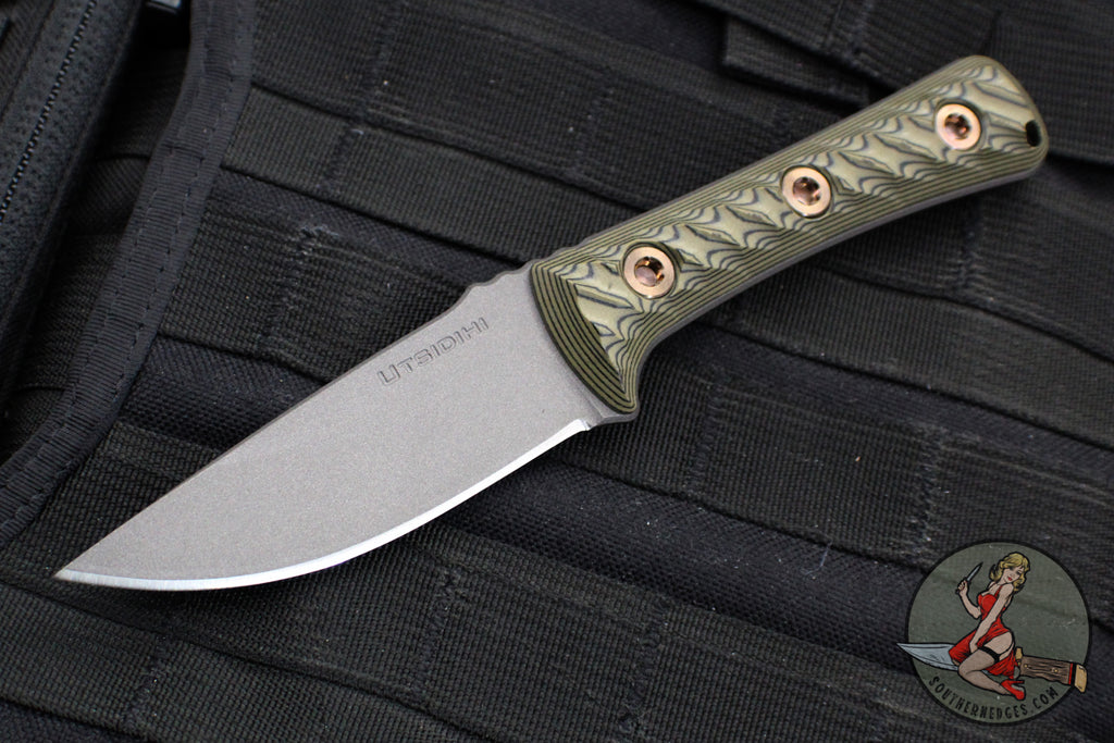 RMJ Tactical Utsidihi Fixed Blade- Dirty Olive G-10 Handle