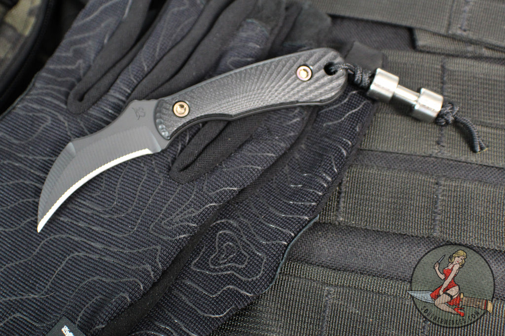 RMJ Gym Rat- Small EDC/Neck Knife- Graphite Black Finished- Black G-10 Handle