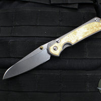 Chris Reeve Small Sebenza 31- Insingo Edge- Glass Blasted Titanium- Box Elder Wood Inlay S31-1126 in CPM MAGNACUT