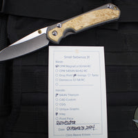 Chris Reeve Small Sebenza 31- Insingo Edge- Glass Blasted Titanium- Box Elder Wood Inlay S31-1126 in CPM MAGNACUT