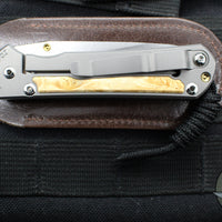 Chris Reeve Small Sebenza 31- Insingo Edge- Glass Blasted Titanium- Box Elder Wood Inlay S31-1126 in CPM MAGNACUT