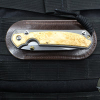 Chris Reeve Small Sebenza 31- Insingo Edge- Glass Blasted Titanium- Box Elder Wood Inlay S31-1126 in CPM MAGNACUT