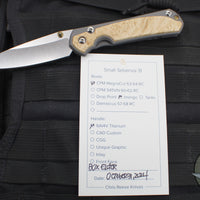 Chris Reeve Small Sebenza 31- Insingo Edge- Glass Blasted Titanium- Box Elder Wood Inlay S31-1126 in CPM MAGNACUT