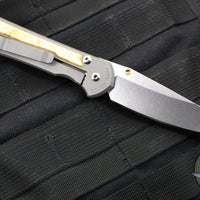 Chris Reeve Small Sebenza 31- Insingo Edge- Glass Blasted Titanium- Box Elder Wood Inlay S31-1126 in CPM MAGNACUT