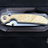 Chris Reeve Small Sebenza 31- Insingo Edge- Glass Blasted Titanium- Box Elder Wood Inlay S31-1126 in CPM MAGNACUT