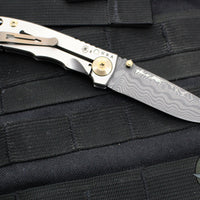 Spartan Blades- Harsey 3.25" Folder- Stonewashed Titanium- Chad Nichols Damascus Blade- Bronze HW SF10DMBZ