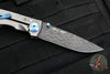 Spartan Blades- Harsey 3.25" Folder- Stonewashed Titanium- Chad Nichols Damascus Blade- Blue HW SF10DMBL v2