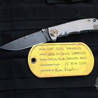 Spartan Blades- Harsey 3.25" Folder- Stonewashed Titanium- Chad Nichols Damascus Blade- Bronze HW SF10DMBZ