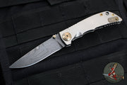 Spartan Blades- Harsey 3.25" Folder- Stonewashed Titanium- Chad Nichols Damascus Blade- Bronze HW SF10DMBZ