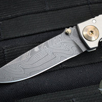 Spartan Blades- Harsey 3.25" Folder- Stonewashed Titanium- Chad Nichols Damascus Blade- Bronze HW SF10DMBZ