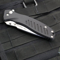 Spartan Blades Pallas Button Lock Flipper- Black Handle With Stonewash Blade SF3SW