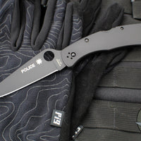 Spyderco Police Folding Knife- Black Finished Stainless Steel Handle- Black Satin Blade C07BKP