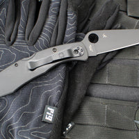 Spyderco Police Folding Knife- Black Finished Stainless Steel Handle- Black Satin Blade C07BKP