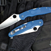 Spyderco Police 4- Cobalt Blue FRN Handle- Satin SPY27 Steel Blade C07PCBL4