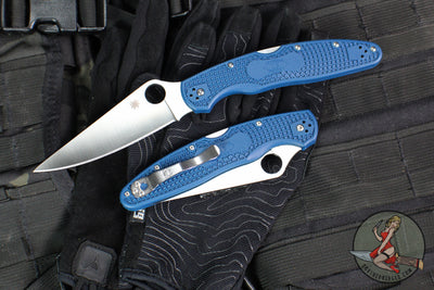 Spyderco Police 4- Cobalt Blue FRN Handle- Satin SPY27 Steel Blade C07PCBL4