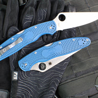 Spyderco Police 4- Cobalt Blue FRN Handle- Satin SPY27 Steel Blade C07PCBL4