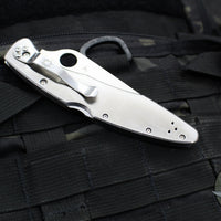 Spyderco Police Folding Knife- Stainless Steel Handle- Spear Point Satin Blade C07P