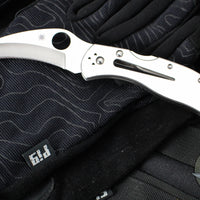 Spyderco Harpy Folding Knife- Stainless Steel Handle- Hawkbill Satin Blade C08P