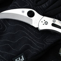 Spyderco Harpy Folding Knife- Stainless Steel Handle- Hawkbill Satin Blade C08P
