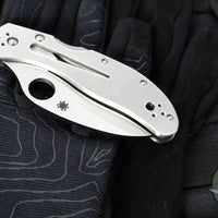 Spyderco Harpy Folding Knife- Stainless Steel Handle- Hawkbill Satin Blade C08P