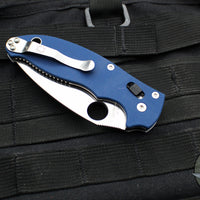 Spyderco Manix 2- Blue G-10 Handle- Satin CPM-SPY27 Steel Folder C101GPCBL2