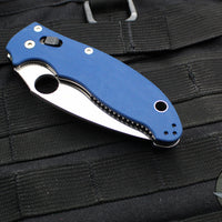 Spyderco Manix 2- Blue G-10 Handle- Satin CPM-SPY27 Steel Folder C101GPCBL2