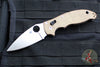Spyderco Manix 2- Brown Micarta Handle- Satin Cruwear Plain Edge Blade C101MPCW2