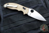Spyderco Manix 2- Brown Micarta Handle- Satin Cruwear Plain Edge Blade C101MPCW2