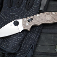 Spyderco Manix 2- Brown FRN Handle- Satin 15V Plain Edge Blade C101PBN15V2