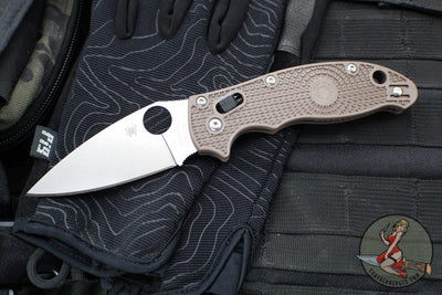 Spyderco Manix 2- Brown FRN Handle- Satin 15V Plain Edge Blade C101PBN15V2