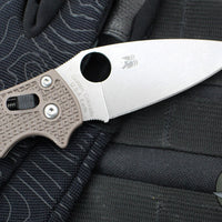 Spyderco Manix 2- Brown FRN Handle- Satin 15V Plain Edge Blade C101PBN15V2
