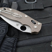 Spyderco Manix 2- Brown FRN Handle- Satin 15V Plain Edge Blade C101PBN15V2