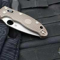 Spyderco Manix 2- Brown FRN Handle- Satin 15V Plain Edge Blade C101PBN15V2