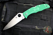 Spyderco Endura Green Handle Satin Flat Ground Lockback Knife C10FPGR