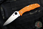 Spyderco Endura Orange Handle Satin Flat Ground Lockback Knife C10FPOR