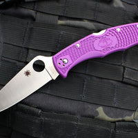 Spyderco Endura Locknack Folder- Purple Handle- Satin Flat Ground Blade C10FPPR