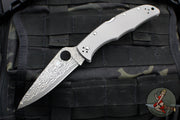 Spyderco Endura- Titanium Handles- Damascus Plain Edge Blade C10TIPD
