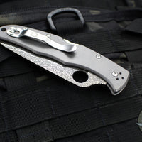 Spyderco Endura- Titanium Handles- Damascus Plain Edge Blade C10TIPD